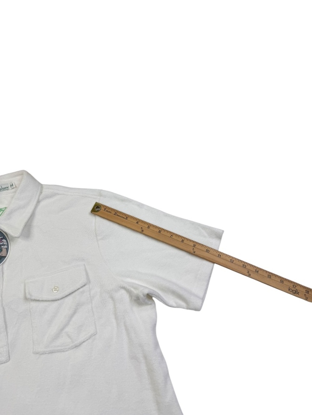 Criquet Terry Cloth Polo Shirt White Pocket Beach Pool Men's Large NWT - Picture 11 of 12